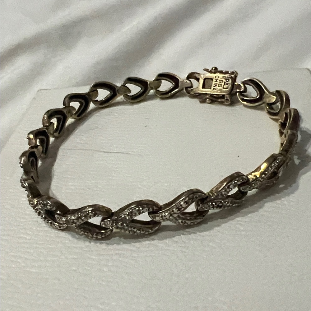 PAJ BB Signed Gold Tone CZ Link Bracelet - Picture 2 of 6